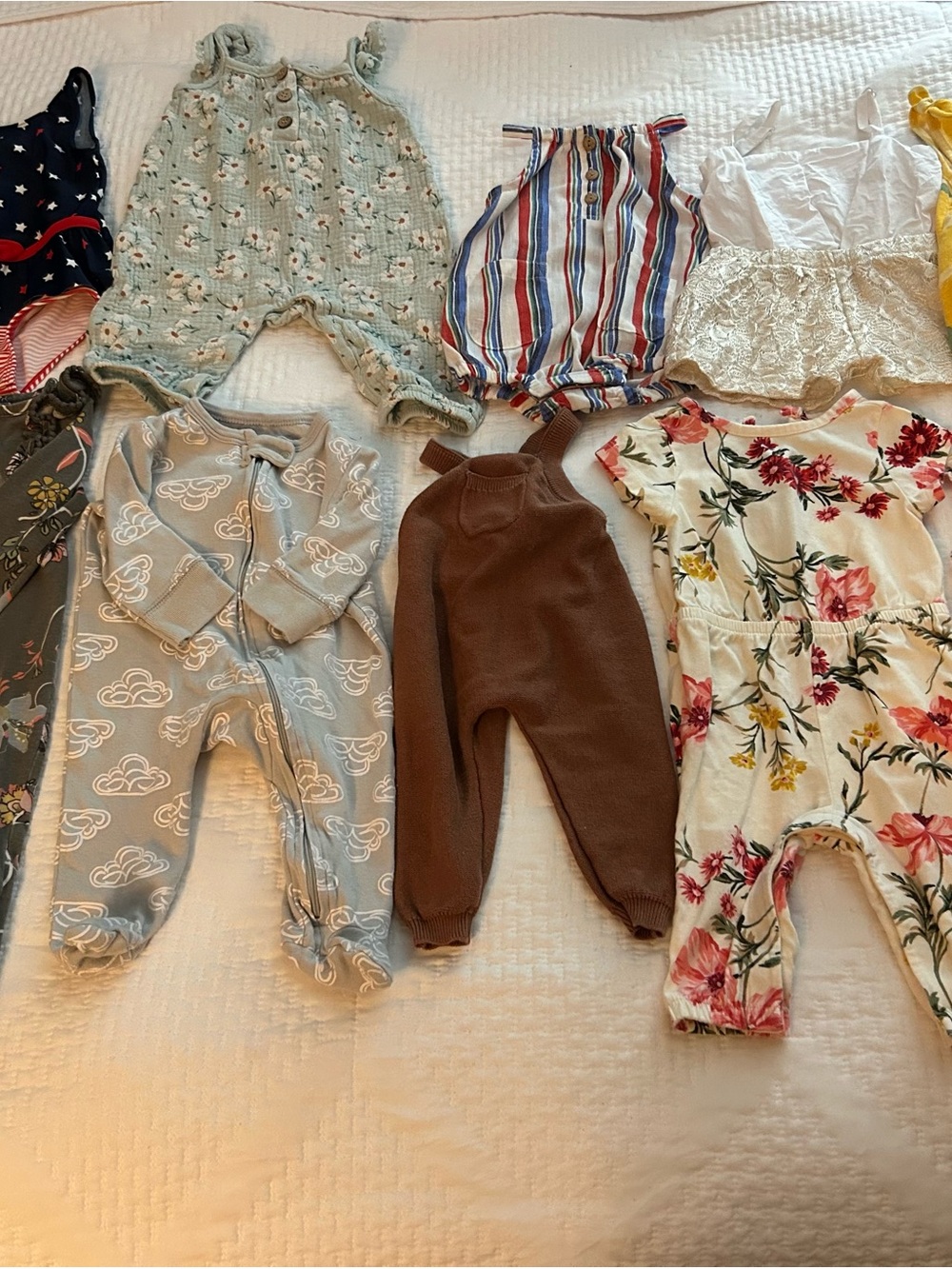 Baby Girl Rompers, Overalls, Sleep & Play Bundle Lot (Size 0-3M / 3-6M